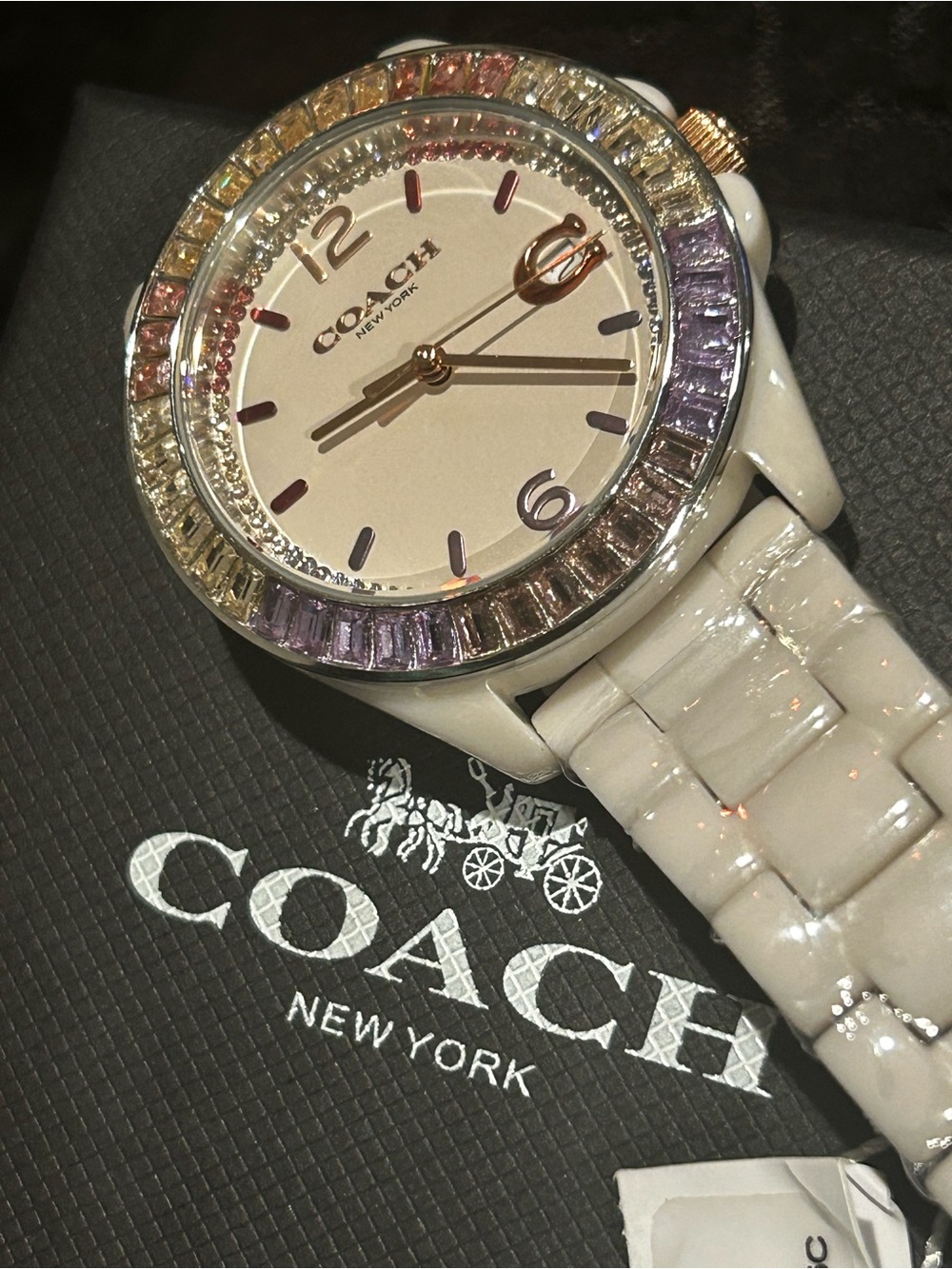 Coach Women's Multicolor Crystal Bezel Light Purple Bracelet Watch